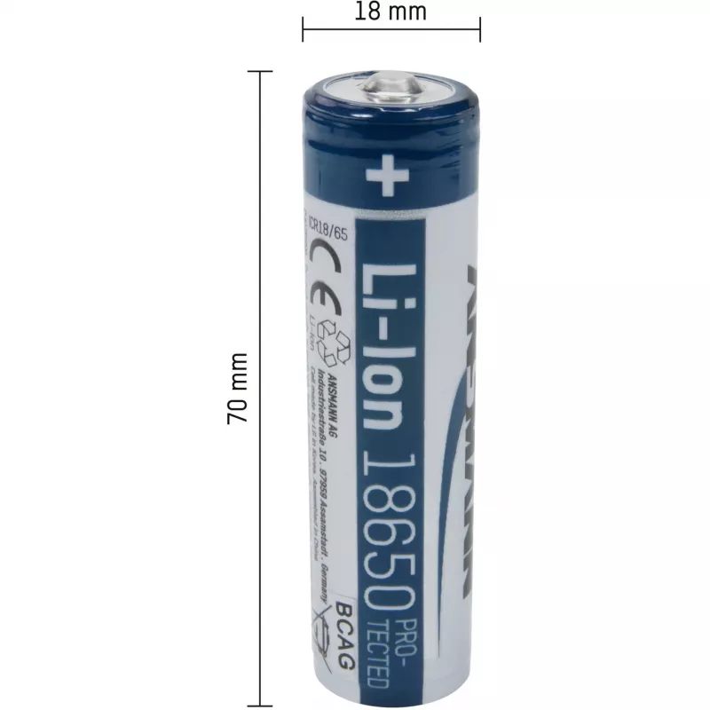 ANSMANN - Batería 18650 - Li-Ion - 2600 mAh - 9,36 Wh - Plata (1307-0000)