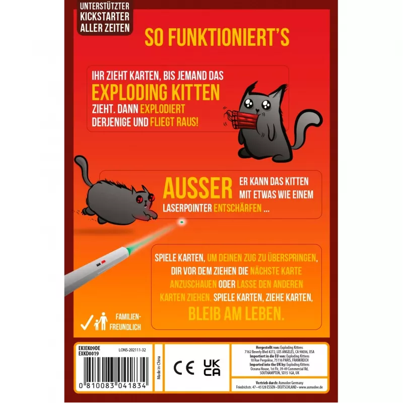 Exploding Kittens - edición para 2 jugadores, juego de cartas
