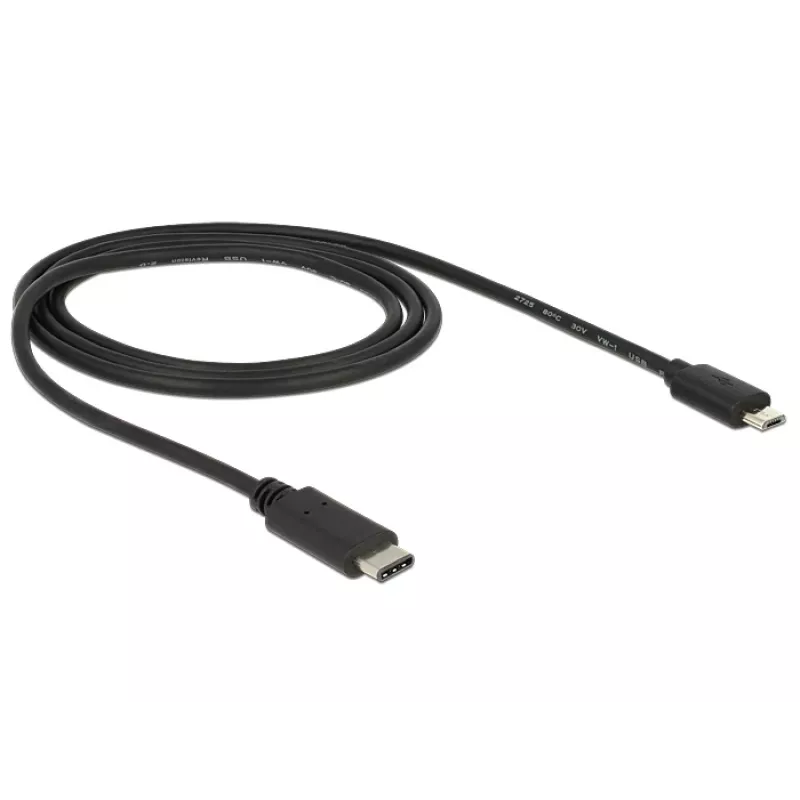 DeLOCK - cable USB - Micro-USB tipo B de 5 pines (M) - USB tipo C de 24 pines (M) - 1,0 m (USB 3.1) - negro (83602)