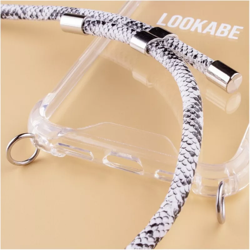 Funda con collar Lookabe Snake Edition para iPhone 7/8, plateada, funda protectora tipo colgante con cordón