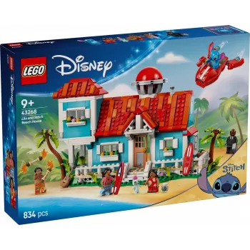 LEGO Disney Set 43268 Casa de la playa – casa modular para construir, 834 piezas, 5 minifiguras, edad 9+