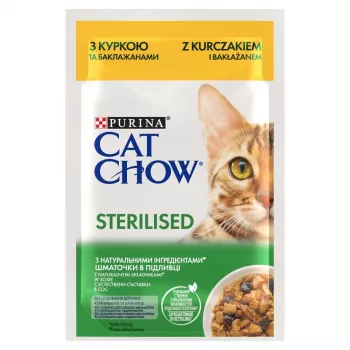 PURINA Cat Chow Sterilised Gig Pollo con berenjena - Comida húmeda para gatos 85 g
