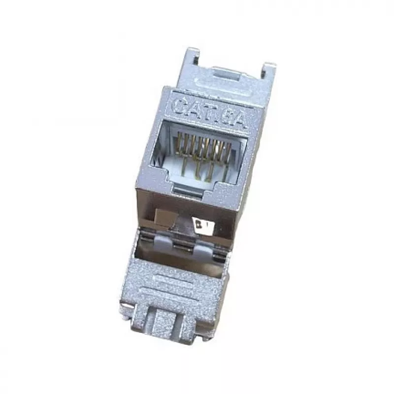 Jack Keystone Cat.6A blindado extraplano, EQUIP 767223, sin herramientas, RJ-45, plano, plata, 8 uds.
