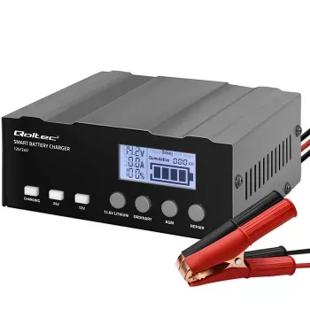 Cargador de baterías QOLTEC 52491 microprocesador 12V/12,6V/24V con LCD