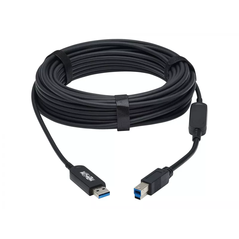 Eaton Tripp Lite Serie cable de fibra óptica activo (AOC) USB 3.2 Gen 1 plenum certificado - A/B M/M, negro, 20 m - cable USB - USB Type-A (M) a USB Type-B (M) - USB 3.2 Gen 1 - 20,0 m - P