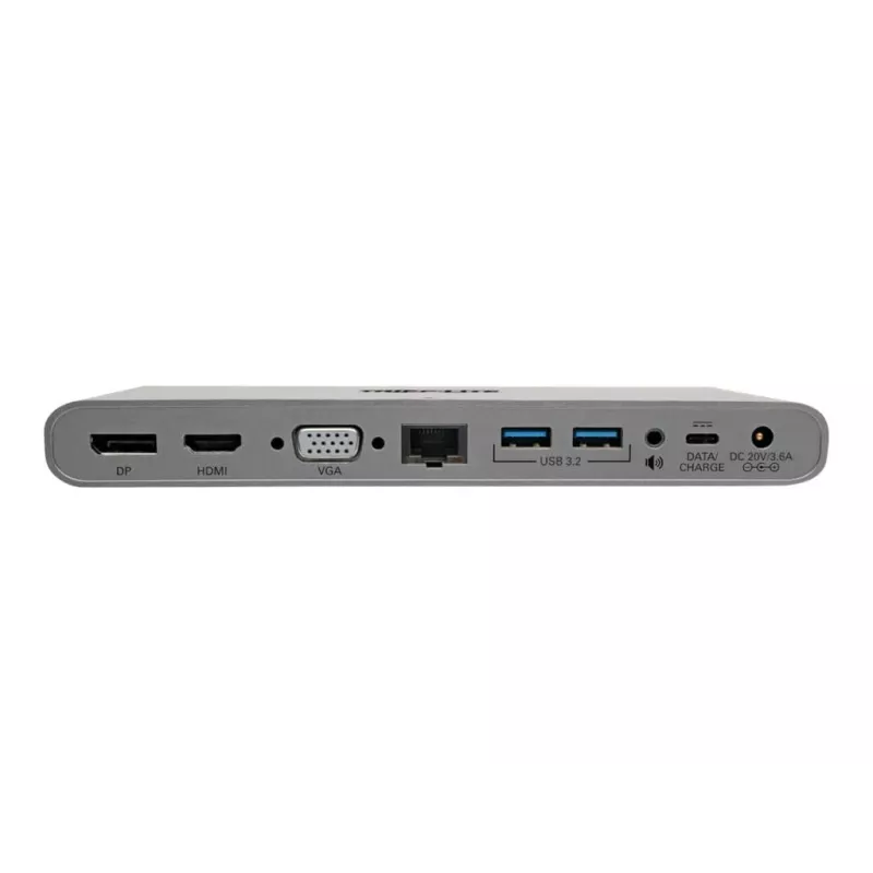 Eaton Tripp Lite Dock USB-C, Triple Display - 4K HDMI/DisplayPort, VGA, USB 3.2 Gen 1, Hub USB-A/USB-C, GbE, carga PD 100W, cables de alimentación internacionales - Estación de acoplamiento - USB-C