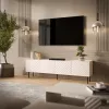 Mueble TV Cama LUCCA 4D 200x40x59 cm, acabado cashmere, tapa de aglomerado gris