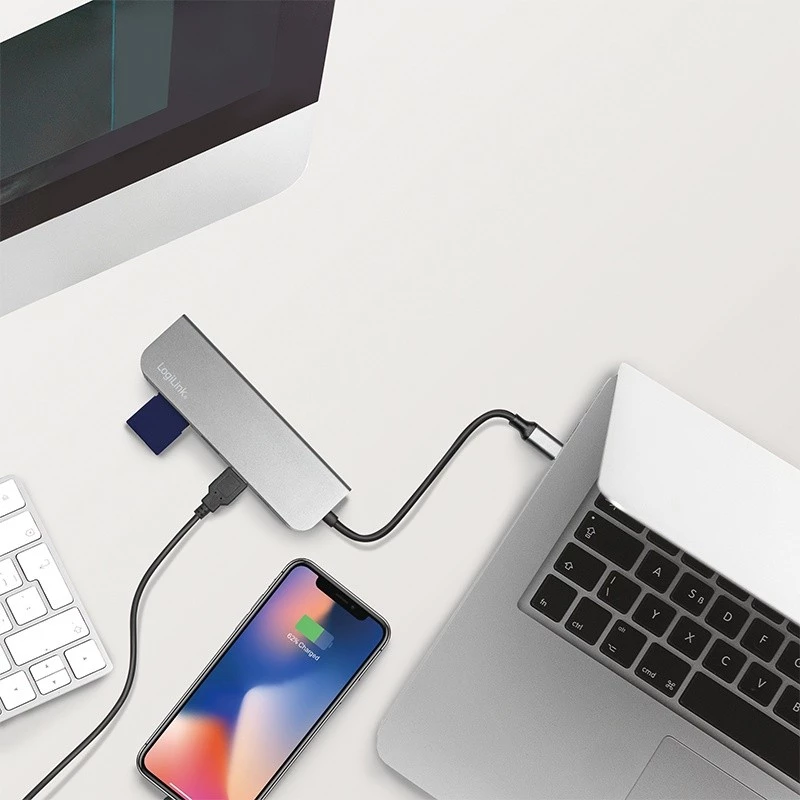 LogiLink UA0343 hub multipuerto USB-C aluminio USB 3.2 2nd Gen Mult
