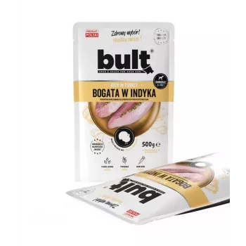 Comida húmeda para perros BULT rica en pavo 500 g – comida húmeda completa en lata para perros adultos, 78 % humedad, 11 % proteína, 6,5 % grasa
