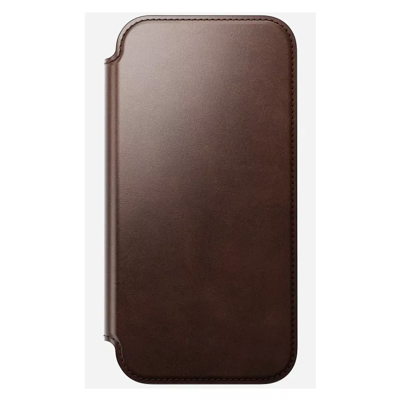 Funda para móvil Nomad Modern Leather Folio para iPhone 17 Pro Max — marrón, cuero, pantalla de 6,3