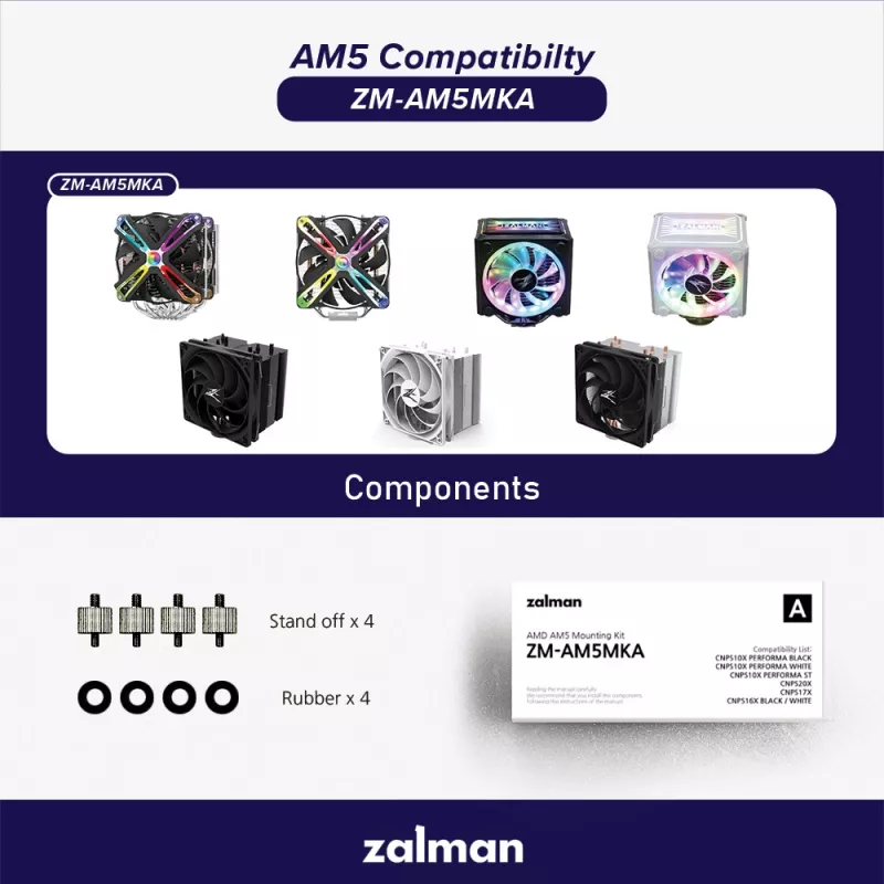 Kit de montaje ZALMAN ZM-AM5MKA para procesadores AMD — accesorio compatible con el zócalo