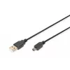 Cable de conexión USB 2.0 Assmann/Digitus A-B, 480Mbit/s, USB A - USB mini B, macho/macho, 1,8m, Negro (AK-300130-018-S)