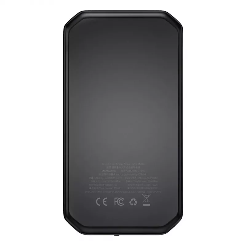 Baseus BS-CH001 - Arrancador, Booster 10000 mAh 12V (1000 A / 500 A) + pinzas de cocodrilo (negro)