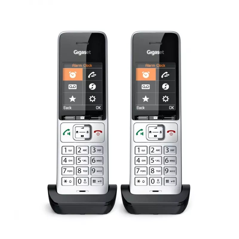 Teléfono analógico/DECT Gigaset COMFORT 500HX duo con identificación de llamadas negro, plata