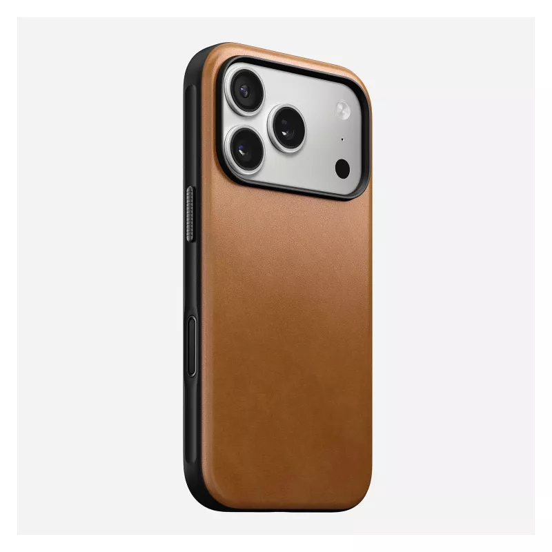 Funda para móvil Nomad Modern Leather Case para iPhone 17 Pro, 16 cm (6,3 pulgadas), tan, Cuero y PC/TPU
