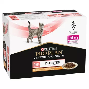 PURINA Pro Plan Veterinary Diets DM St/Ox Diabetes Management - Alimento húmedo para gatos - 10 x 85 g