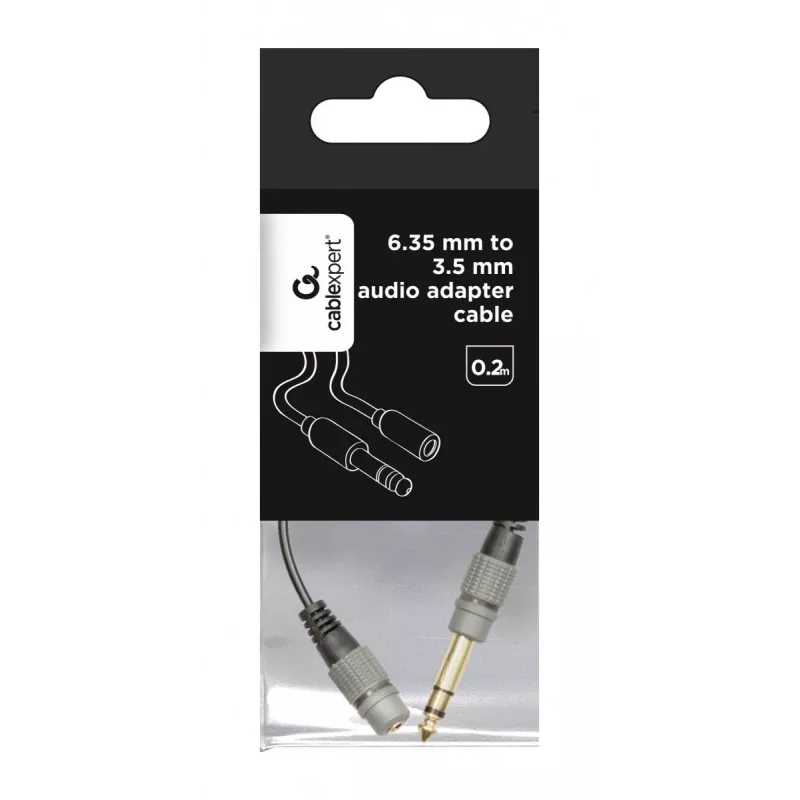 Cable de audio Gembird A-63M35F-0.2M conector macho de 6,35 mm a conector hembra de 3,5 mm negro