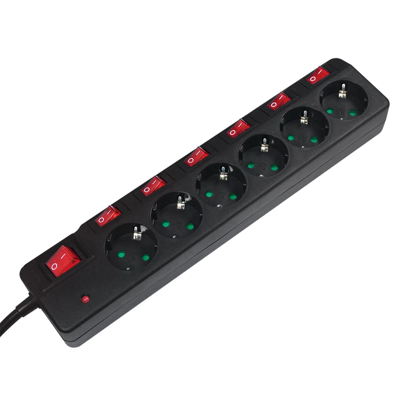 Alargador de corriente LogiLink LPS233 1,5 m 6 tomas de corriente para interior negro