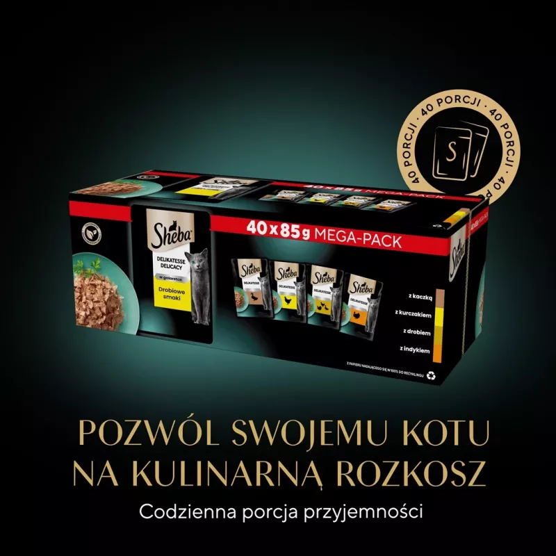 SHEBA Delicacy sabor a ave en gelatina - comida húmeda para gatos - 40x85 g
