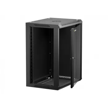 Armario de pared/colgante NETRACK 019-150-645-022 19 pulgadas 15HE/450 mm puerta de cristal negro paneles laterales desmontables