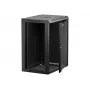 Armario de pared/colgante NETRACK 019-150-645-022 19 pulgadas 15HE/450 mm puerta de cristal negro paneles laterales desmontables
