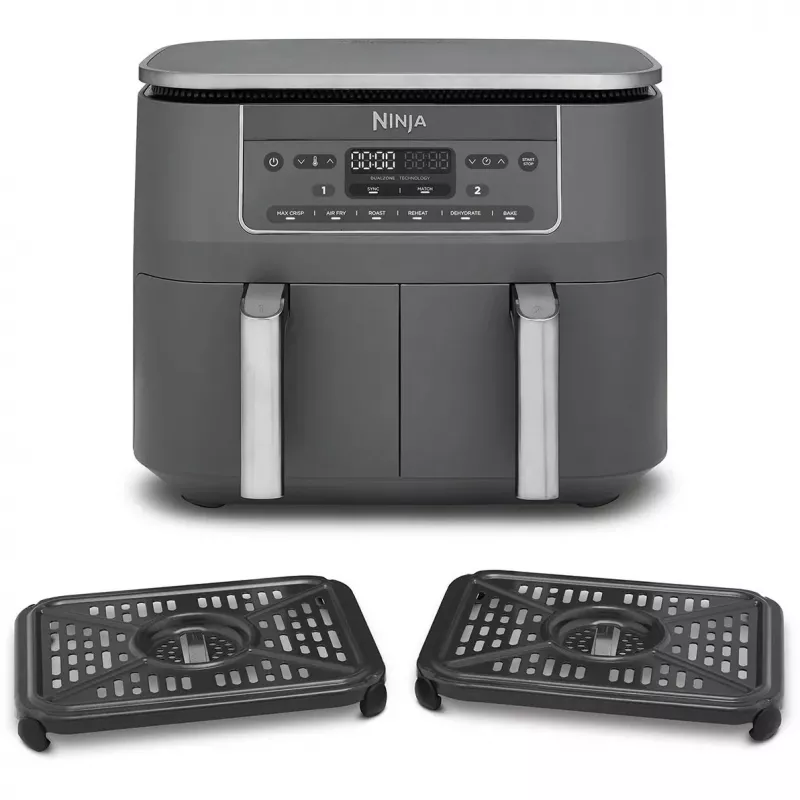 Freidora de aire Ninja DZ300EU Dual Zone, 7,6 l (2 x 3,8 l), 2400 W, 240 °C, gris