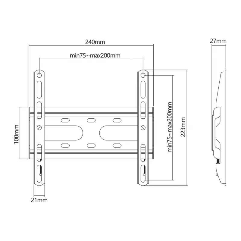 Soporte de montaje SBOX PLB-2522F-2 para cargas de 23–43/45 kg, placa 200×200 mm