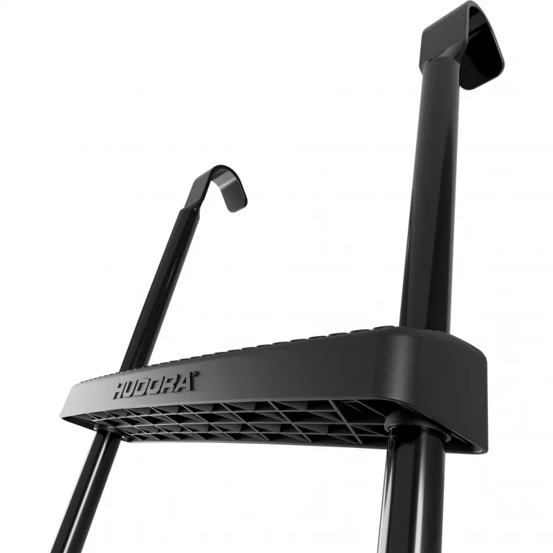Escalera para trampolín HUDORA universal 70–100 cm, negra, peldaños de seguridad ajustables