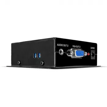 Lindy 300m Cat.6 Receptor VGA de 2 puertos, VGA, VGA, 1920 x 1080 píxeles, Negro, Full HD, 300 m