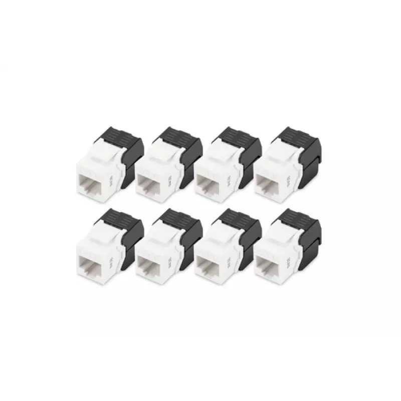 Digitus conector Keystone CAT 6 no apantallado, 8 uds., plano, negro/blanco, RJ-45