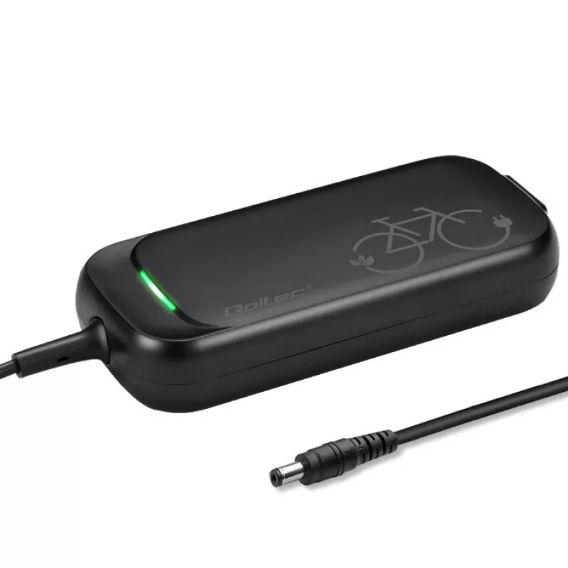Cargador rápido Qoltec para patinete eléctrico y e-bike de 36V | 42V | 2A | 5,5*2,5 | impermeable + cable de alimentación