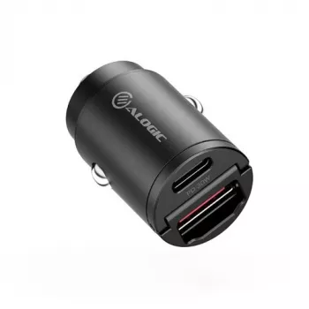 Mini cargador de coche ALOGIC Rapid Power 30W USB-C USB-A carga rápida
