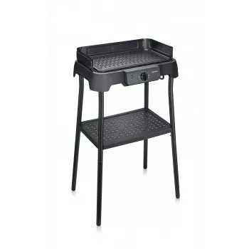 Parrilla eléctrica de sobremesa SEVERIN PG 8596, 2000 W, parrilla rectangular, negra, mando giratorio
