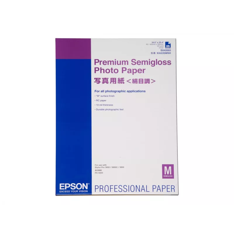 Epson Premium Semigloss Photo Paper, DIN A2, 250g/m², 25 hojas