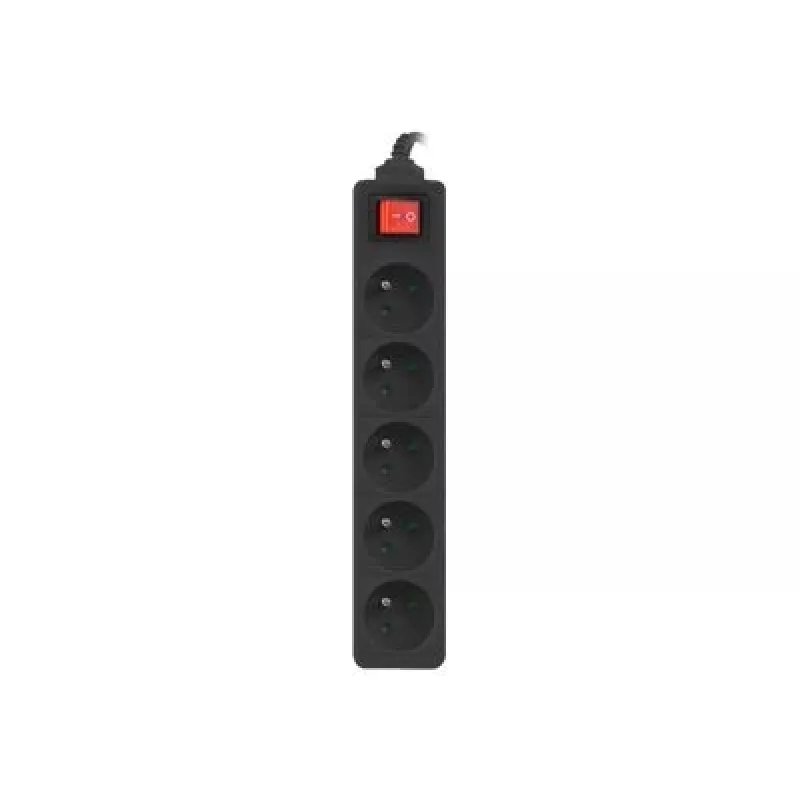 Lanberg regleta de alimentación, 5X tomas francesas con interruptor, cobre de alta calidad, 1.5 m | PS1-05E-0150-BK