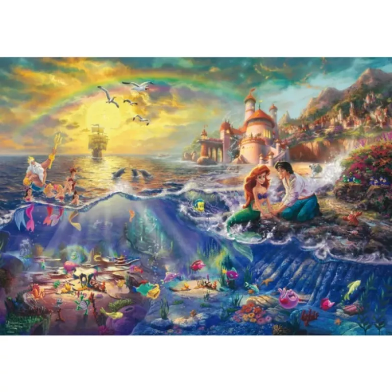 Schmidt Spiele 59479 Thomas Kinkade: Disney La Sirenita Ariel puzzle, 1000 piezas, 69,3 x 49,3 cm, dibujos animados