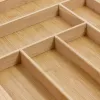 Organizador de cajón de cubiertos GreenBlue GB379, bandeja de bambú con compartimentos, acabado natural