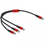 Cable de carga USB DeLOCK 3 en 1 USB Type-C a 3 x USB Type-C 30 cm negro/rojo