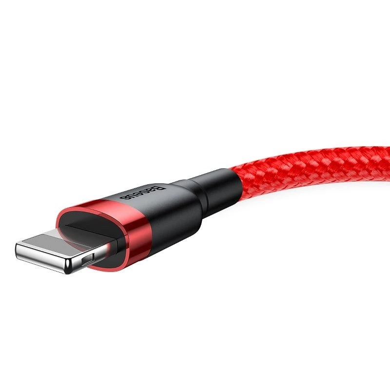 Cable USB Lightning Baseus Cafule 2,4A 1m (negro + rojo)