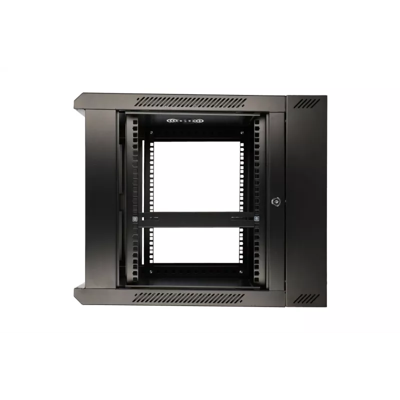 Extralink Caja rackmount 9U 600x600 AZH negro montada en pared, tipo oscilante