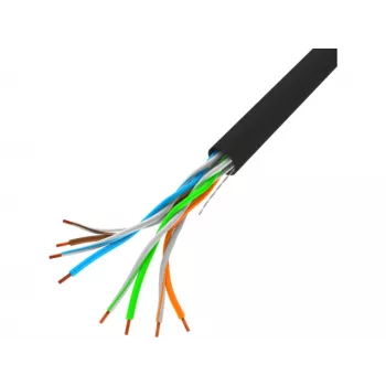 Cable de red LANBERG U/UTP Cat5e LCU5-10CC-0305-BK 305 m, 24 AWG CCA, 5 mm, funda de PVC, negro
