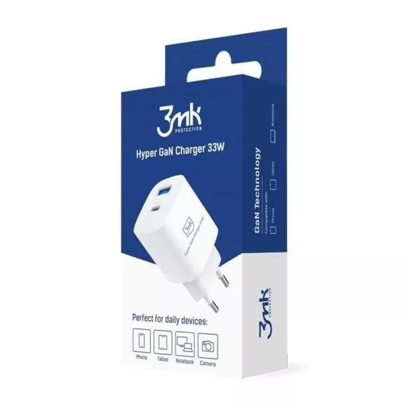 Cargador 33W GaN PD 1xUSB-A+1xUSB-A