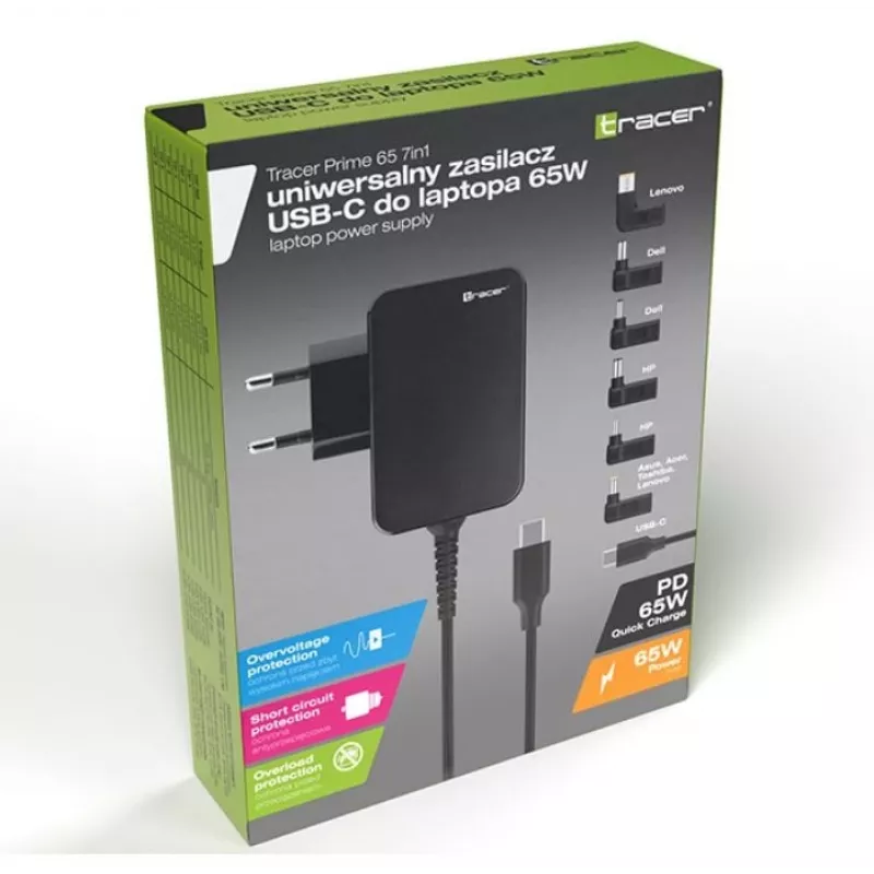 Fuente de alimentación para portátil Prime 65W universal 7en1
