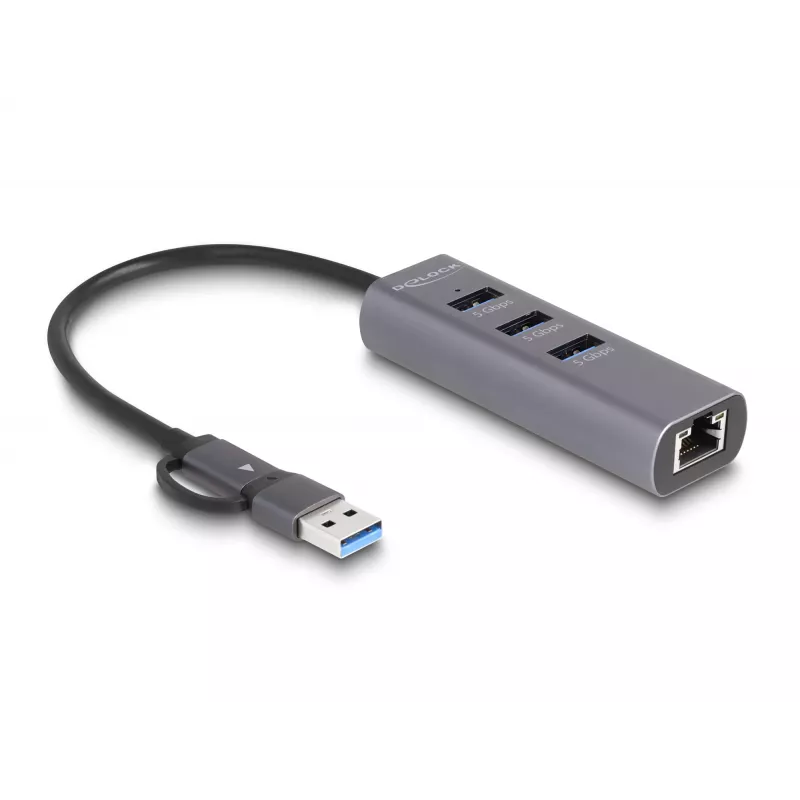 Estación de acoplamiento y replicador de puertos para portátil DeLOCK 64282 con cable USB 3.2 Gen 1 (3.1 Gen 1) Type-C gris (64282)