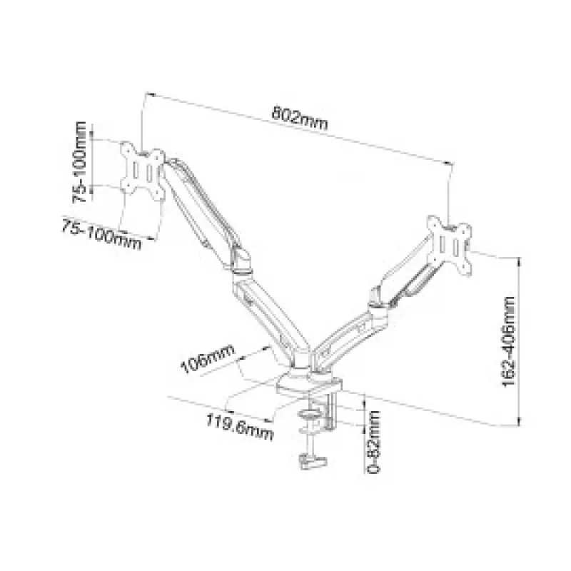 Soporte de mesa con pistón de gas para 2 LED / LCD de 13-27 pulgadas L-13GD