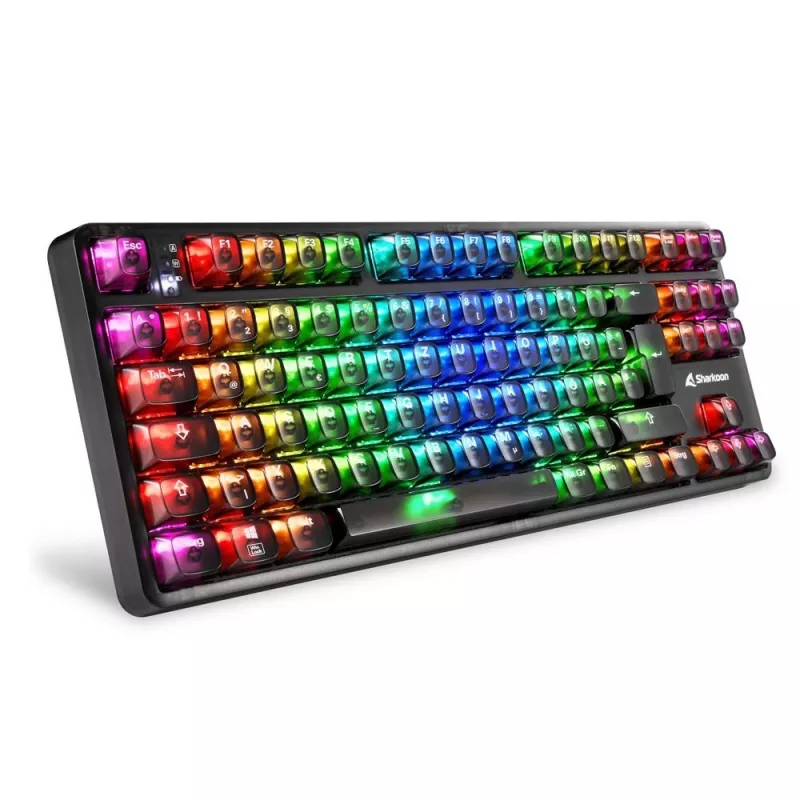 Teclado gaming mecánico Sharkoon Crystal Shark Negro DE con iluminación RGB
