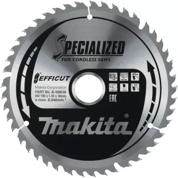 Makita Efficut - hoja de sierra circular - para madera, metal - 190 mm - 45 dientes (B-68638)