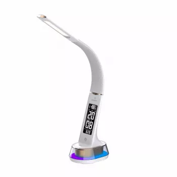 Lámpara de escritorio Hawk HW-LAMP05 blanca LED ajustable — lámpara de trabajo LED compacta con brazo ajustable