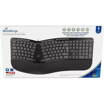 Teclado multimedia ergonómico MediaRange 124 teclas rueda de desplazamiento negro (MROS120)