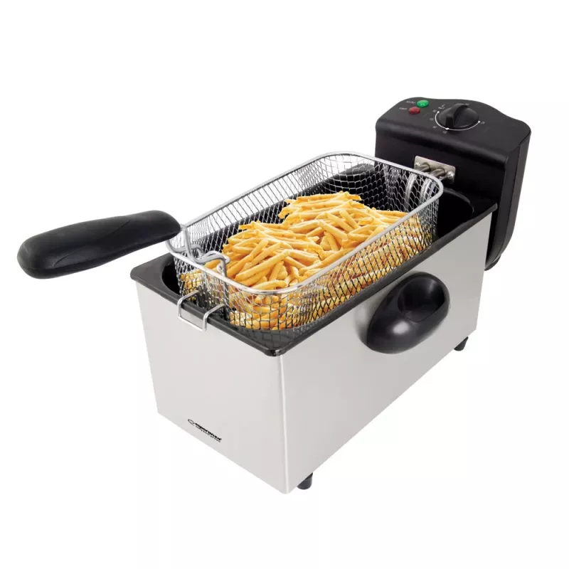 Freidora ESPERANZA FALAFEL Single 3 L — cubeta de acero inoxidable, 2200 W, termostato ajustable